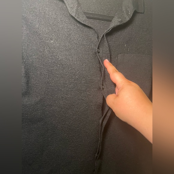 Journal 100% merino Wool collared button up front shirt black size XL unisex - Picture 5 of 13